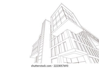 Modern building architectural 3d rendering