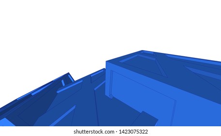 Modern building ,architectural drawing 3d