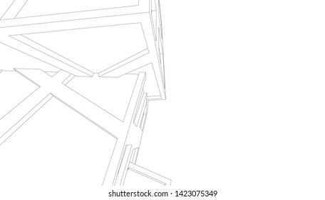 Modern building ,architectural drawing 3d