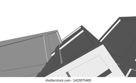 Modern building ,architectural drawing 3d