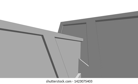 Modern building ,architectural drawing 3d