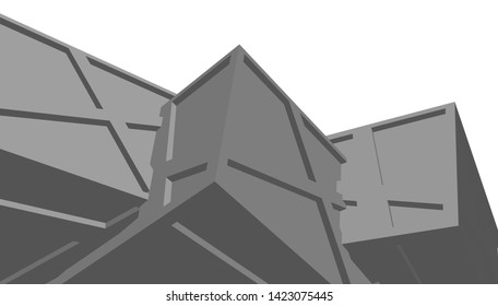 Modern building ,architectural drawing 3d