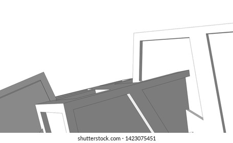 Modern building ,architectural drawing 3d
