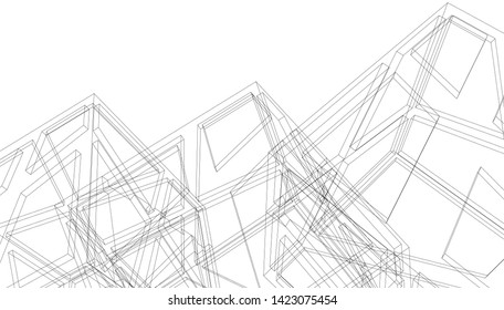 Modern building ,architectural drawing 3d