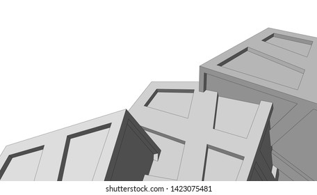 Modern building ,architectural drawing 3d