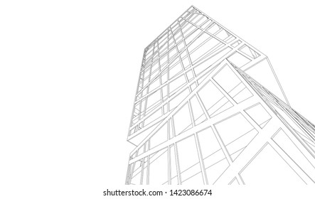 Modern building ,architectural drawing 3d