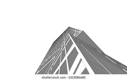 Modern building ,architectural drawing 3d