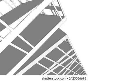 Modern building ,architectural drawing 3d