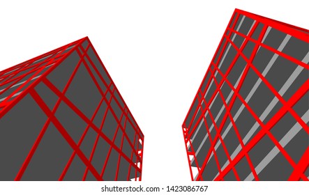 Modern building ,architectural drawing 3d