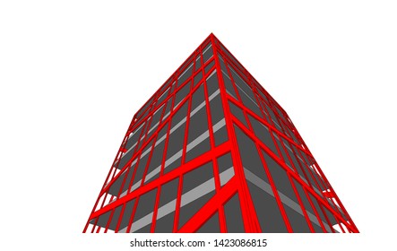 Modern building ,architectural drawing 3d