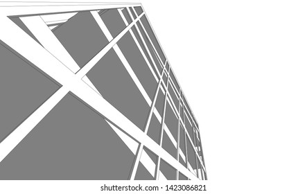 Modern building ,architectural drawing 3d