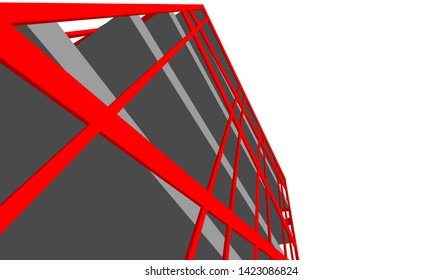 Modern building ,architectural drawing 3d