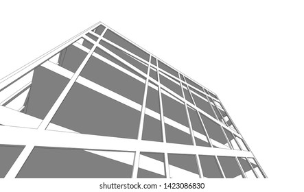 Modern building ,architectural drawing 3d