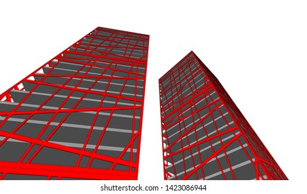 Modern building ,architectural drawing 3d