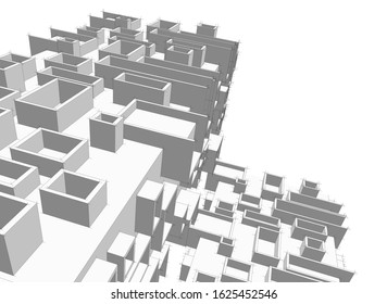 Modern building architectural drawing 3d 