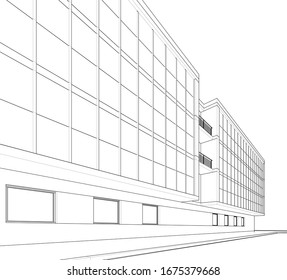 Edificio moderno de arquitectura 3d