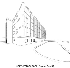 Edificio moderno de arquitectura 3d