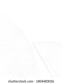 Modern building architectural drawing 3d illustration