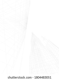 Dibujo arquitectónico de construcción moderno Ilustración 3d