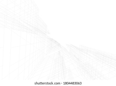 Modern building architectural drawing 3d illustration