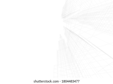 Modernes architektonisches Zeichnungen des Gebäudes 3D-Illustration