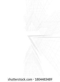 Dibujo arquitectónico de construcción moderno Ilustración 3d