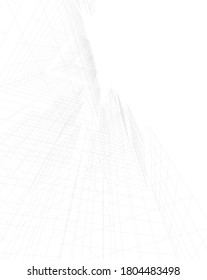 Modern building architectural drawing 3d illustration