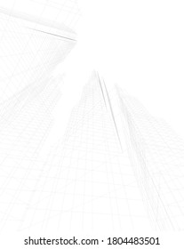 Dibujo arquitectónico de construcción moderno Ilustración 3d