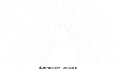 Dibujo arquitectónico de construcción moderno Ilustración 3d