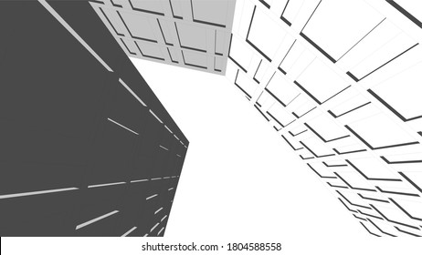 Modern building architectural drawing 3d illustration
