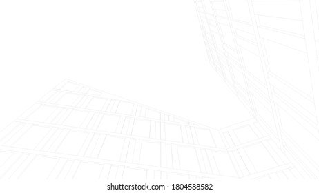 Dibujo arquitectónico de construcción moderno Ilustración 3d