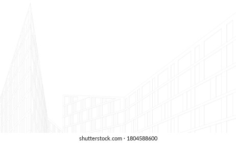 Modern building architectural drawing 3d illustration