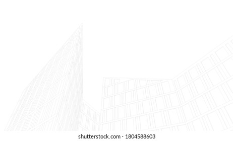 Modernes architektonisches Zeichnungen des Gebäudes 3D-Illustration