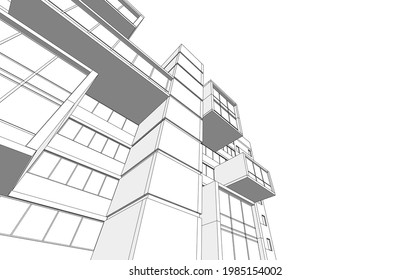 dibujo arquitectónico moderno de fondo blanco