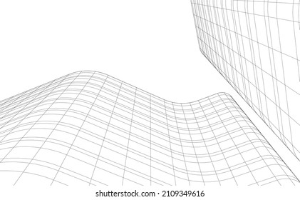 modern building architectural drawing vector illustration 