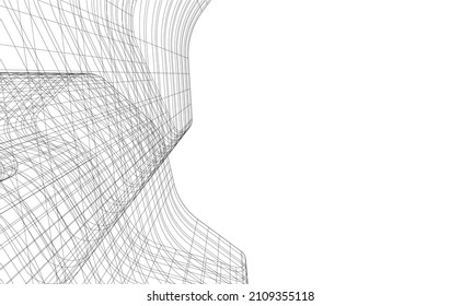 modern building architectural drawing vector illustration 