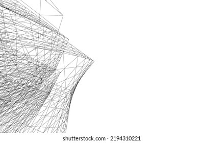 Modern building architectural drawing vector illustration