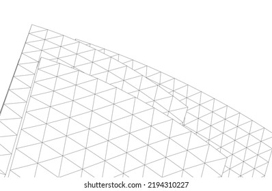 Modern building architectural drawing vector illustration