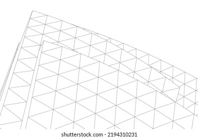 Modern building architectural drawing vector illustration