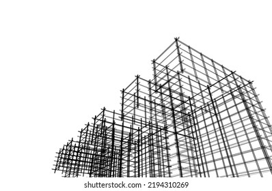 Modern building architectural drawing vector illustration