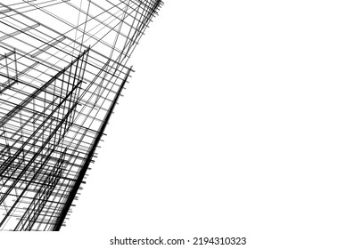 Modern building architectural drawing vector illustration
