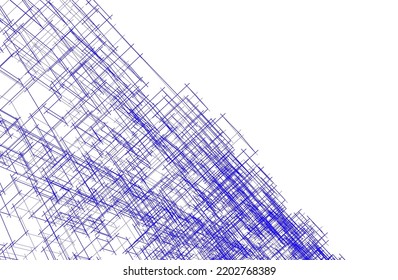 Modern building architectural drawing vector illustration