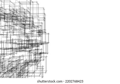 Modern building architectural drawing vector illustration