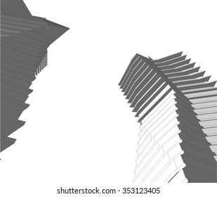 Modern building. Architectural drawings