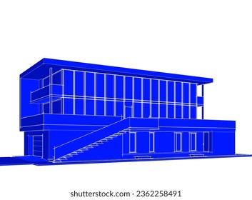 Modern building architectural sketch vector illustration
