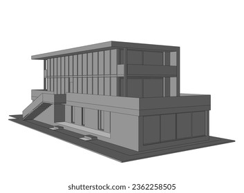Modern building architectural sketch vector illustration