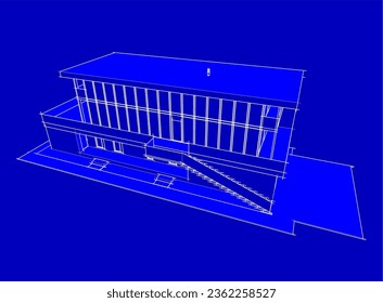 Modern building architectural sketch vector illustration