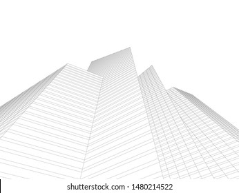 Modern building architecture 3d illustration