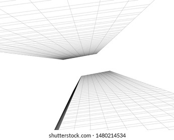 Modern building architecture 3d illustration