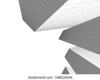 Modern building architecture 3d illustration
